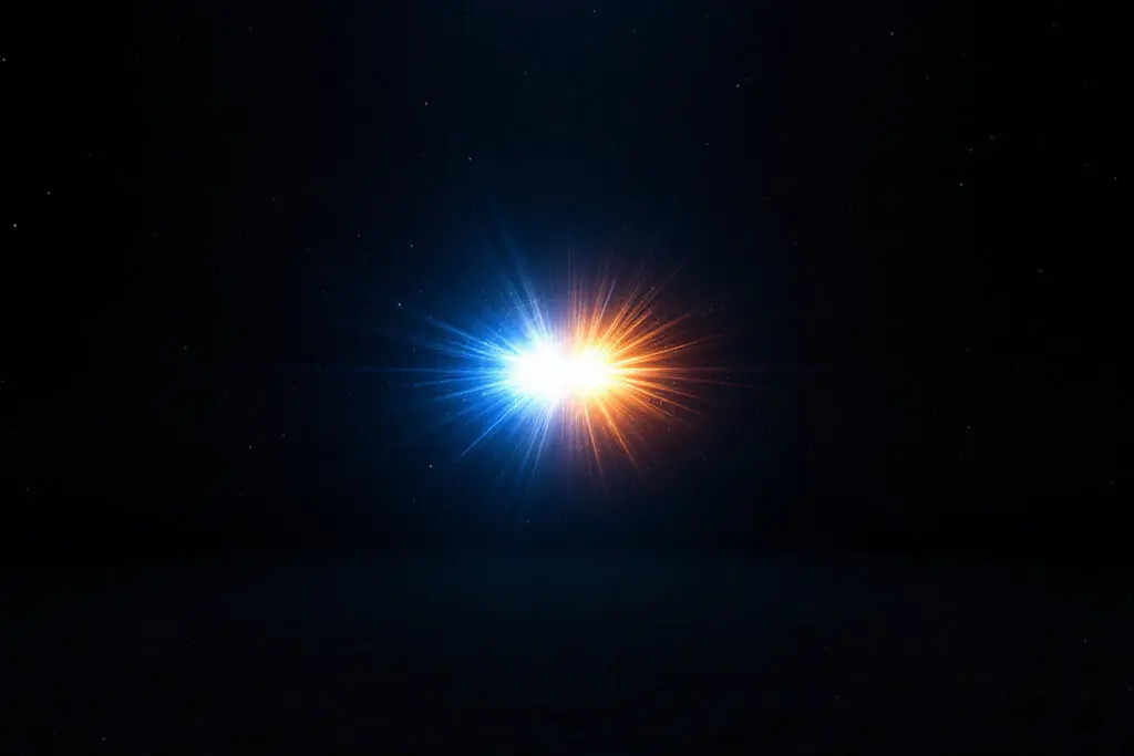 A cosmic symbolic image for John 11 Explained showing two distinct brilliant points of divine light co-existing in a pre-creation void