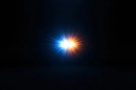 A cosmic symbolic image for John 11 Explained showing two distinct brilliant points of divine light co-existing in a pre-creation void