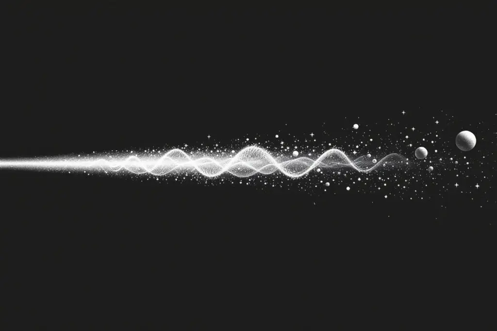 A creative image for John 13 Meaning where a divine soundwave expands through a void leaving stars and planets in its wake