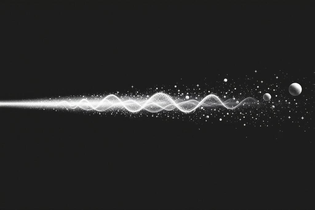 A creative image for John 13 Meaning where a divine soundwave expands through a void leaving stars and planets in its wake