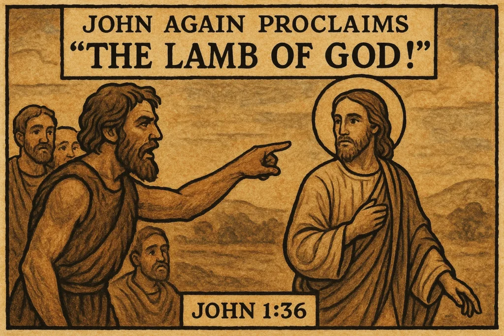 John 1:36 Meaning: John Again Proclaims ‘The Lamb of God!’ John 1-36 John Again Proclaims The Lamb of God