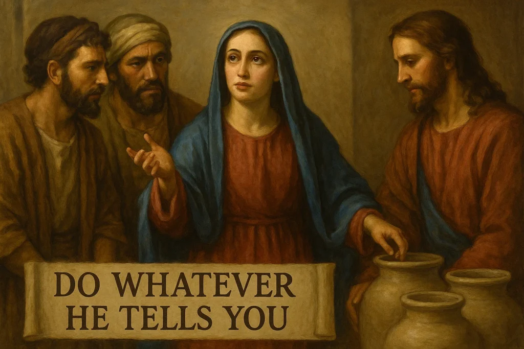 John 2-5 - Mary Tells Servants Do whatever he tells you - Gospel of John: Discovering the Way, the Truth, and the Life John 2-5 - Mary Tells Servants Do whatever he tells you